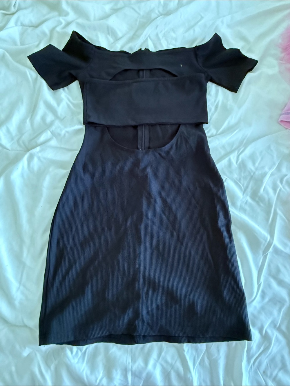 Edikted Black Off-Shoulder Cutout Mini Dress